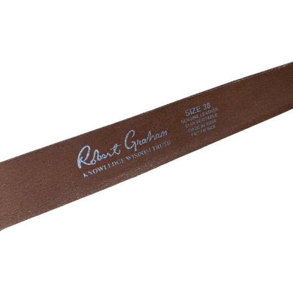 Robert Graham Men's 38 Knowledge Wisdom Truth Genuine Leather Belt Cognac Brown - Picture 4 of 5